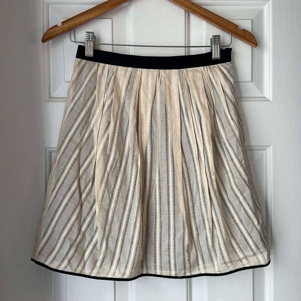 J crew black label 100% cotton linen bubble skirt cream and black 00